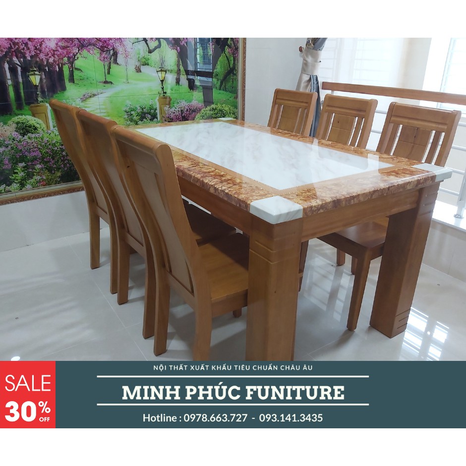 Bàn Ăn mặt đá xuất khẩu châu âu 1m6x6 ghế 03 | BigBuy360 - bigbuy360.vn