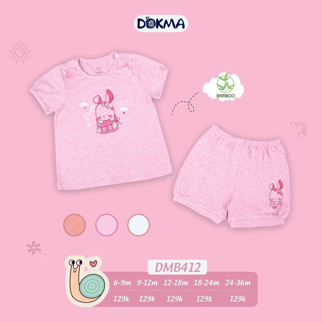 Bộ cài vai cộc tay sợi tre Dokma bé gái  DMB412