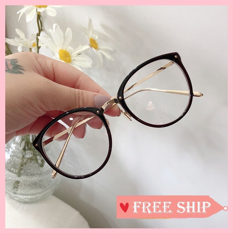 Mắt kính nữ giả cận thời trang phong cách Hàn Quốc gọng kính cận mắt tròn thay được tròng có độ đẹp giá rẻ 019