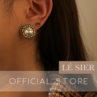 Khuyên tai nữ Lé Sier bông tai vintage hình vuông đính đá lấp lánh dự tiệc, phụ kiện chụp ảnh - EDG23