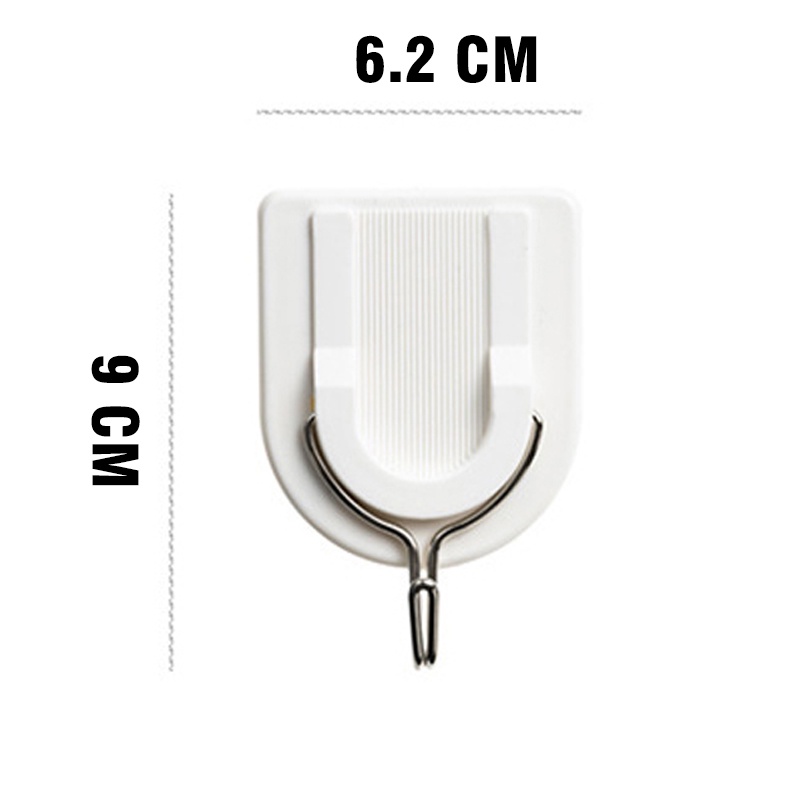 Móc dán tường chịu lực 5kg bộ 2 móc dính chắc trên bề mặt phẳng đá, gạch men, kính, gỗ MD03
