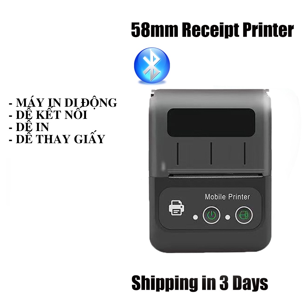 Máy in cầm tay PT-280 không dùng mực để in bill, in hóa đơn bán hàng kết nối Máy Tinh + ĐT Bluetooth sử dụng PIN