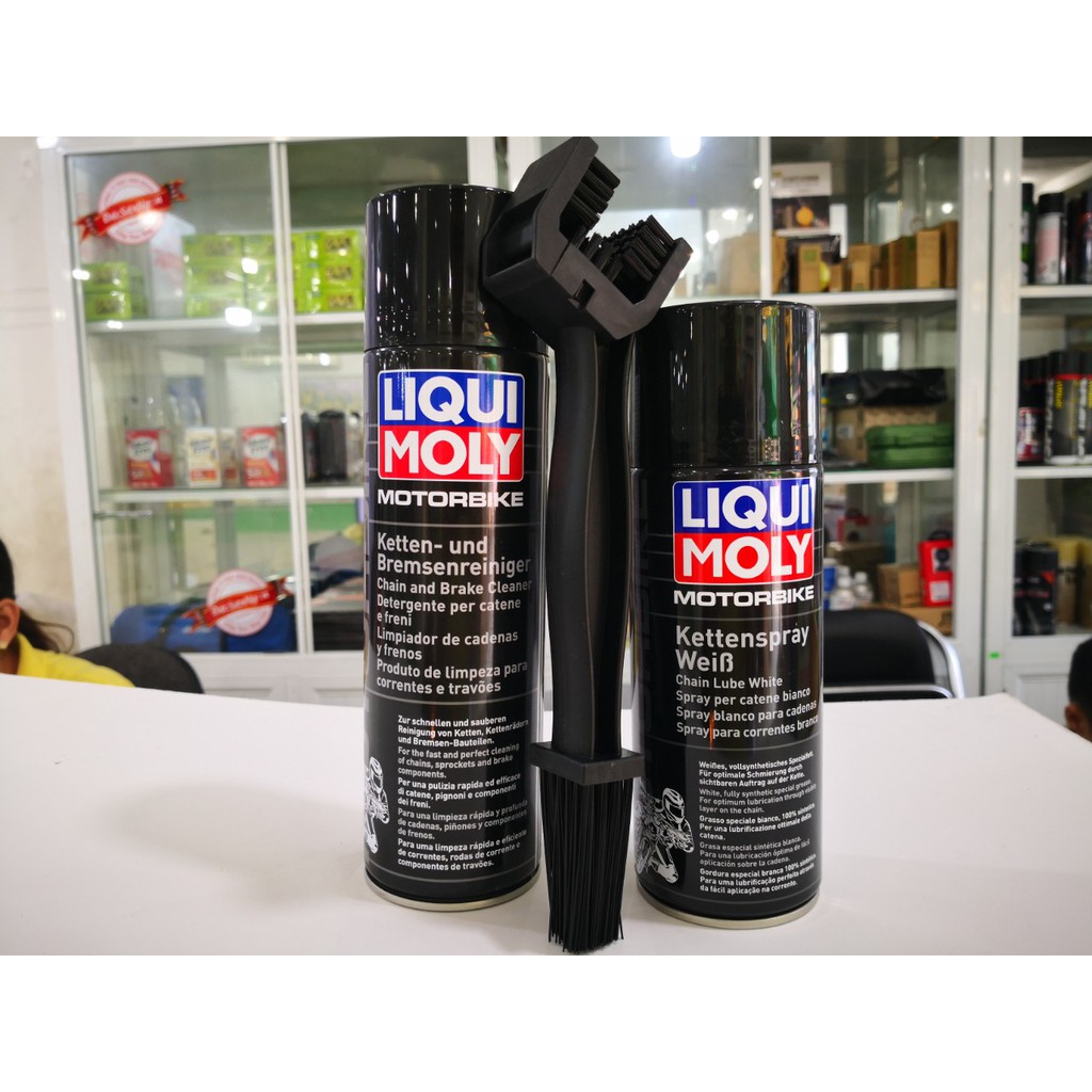 Combo Vệ Sinh Dưỡng Sên có phốt cao su Cao Cấp Liqui Moly 1591 &amp; 1602 Kèm Bàn Chải