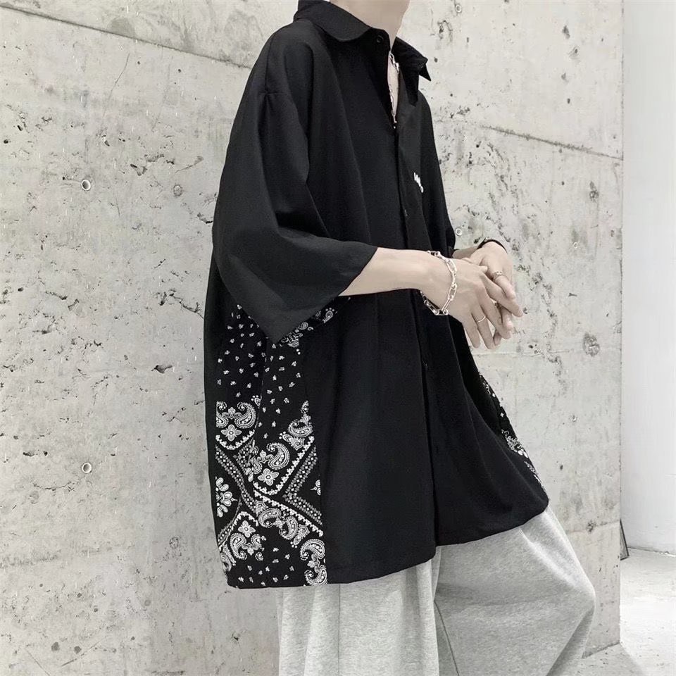 Áo Sơ Mi Lụa Lạnh Mỏng Dáng Rộng Ngắn Tay Thời Trang Mùa Hè Hàn Quốc Dành Cho Nam