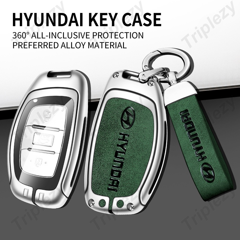 Da hợp kim kẽm vỏ chìa khóa ô tô vỏ hộp thông minh không cần chìa khóa từ xa fob chủ bảo vệ móc khóa cho hyundai tucson santa fe rena sonata elantra creta ix35 ix45 i10 i30 i40