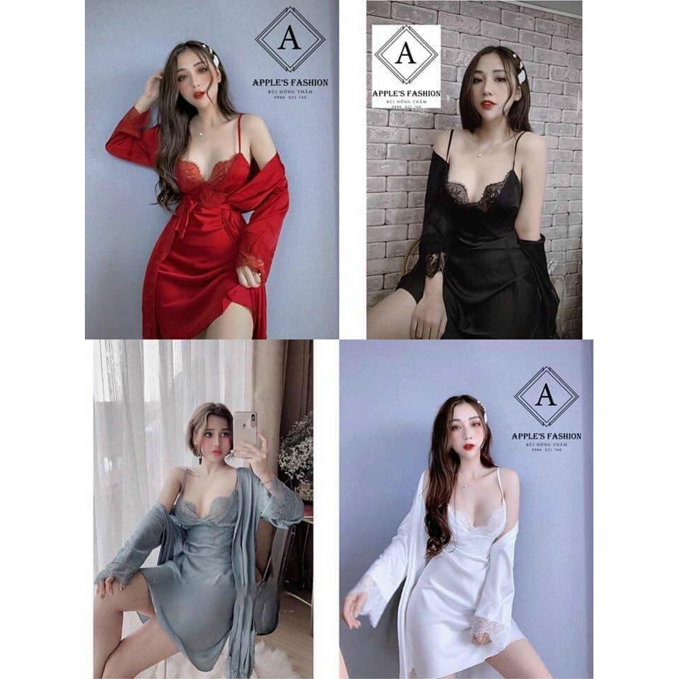 Đồ Ngủ Sexy❣️Váy ngủ hai dây lụa satin sexy có mút ngực cao cấp ❣️Freeship-Chất Đẹp❣️Hot nhất 2021(M22)