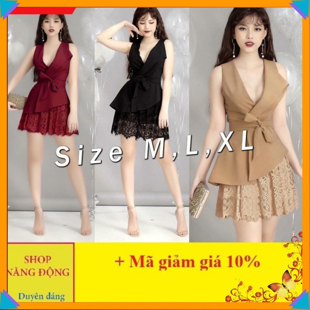 Đồ Bay Ngắn🌸FREESHIP🌸 Đồ bay ngắn giả váy phối ren cổ vest cực xinh TJ873