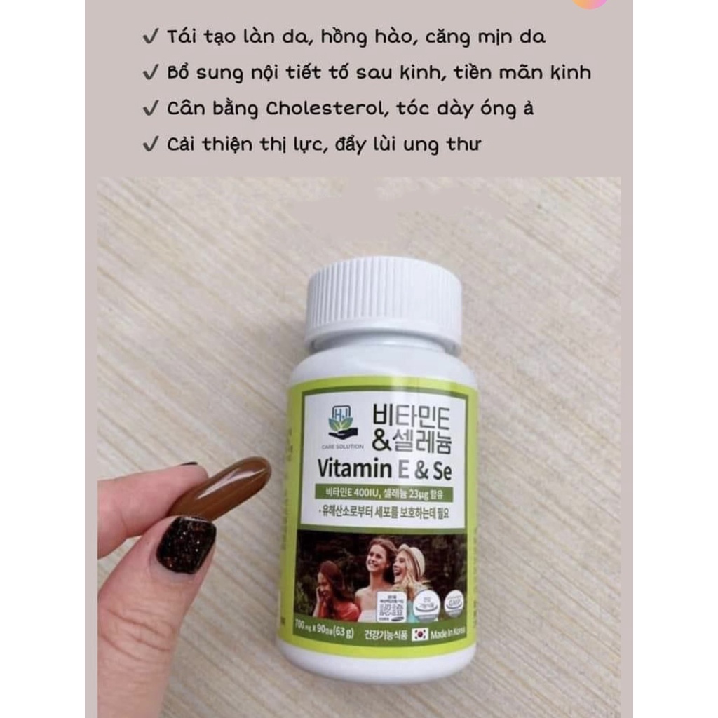 Viên Uống Vitamin E & Selenium 700mg Chuẩn Hàn Quốc Lọ 90 Viên