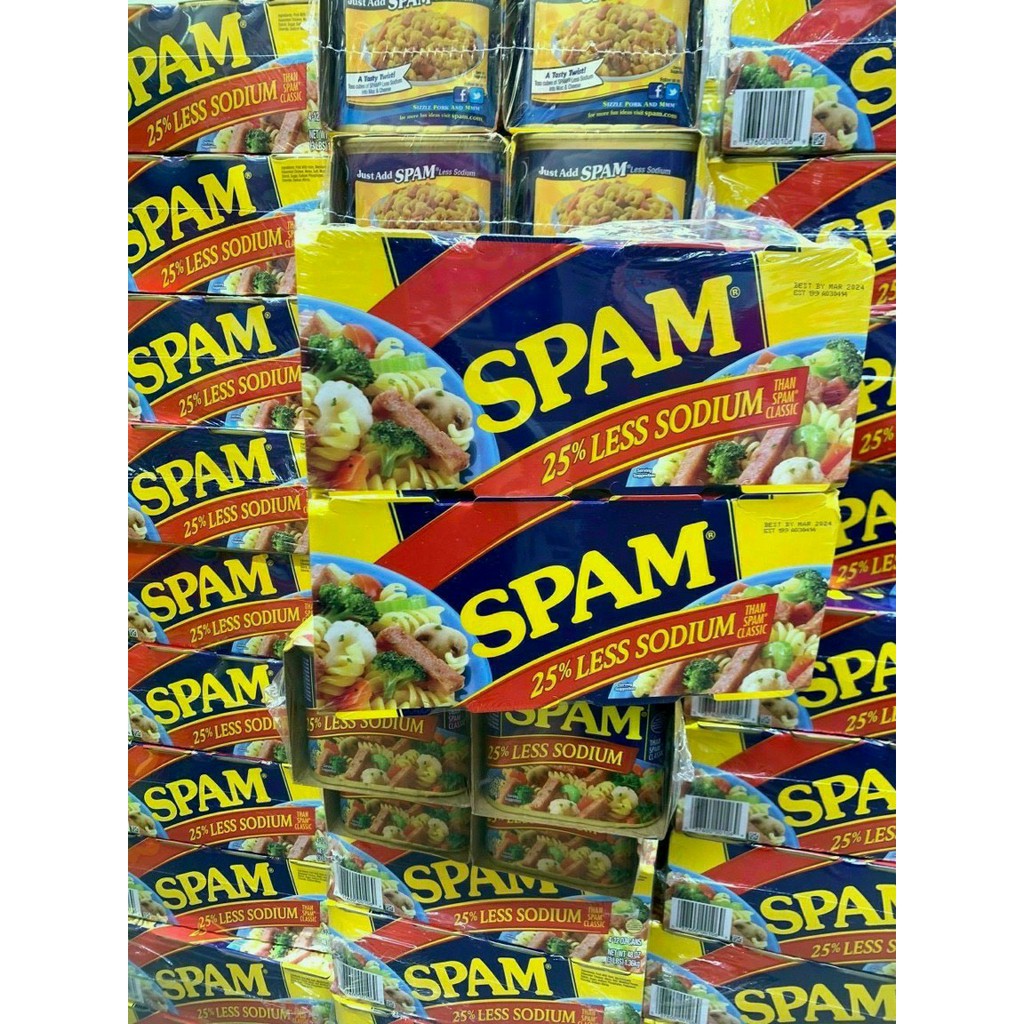 Thịt hộp SPAM của Mỹ 340g (2 loại truyền thống và ít mặn) (Date 2/2023)