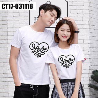 Áo Thun Cặp Đôi Chữ Love Trái Tim - giá lẻ 1 cái