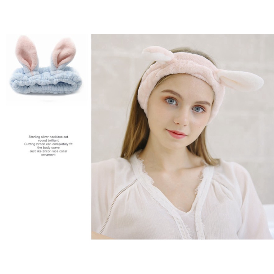 Cài tóc dùng rửa mặt hình tai thỏ phong cách hoạt hình dễ thương