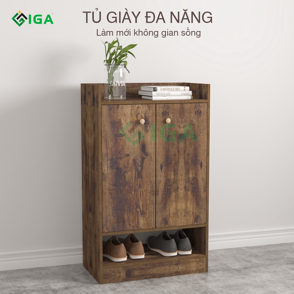 [HỎA TỐC]Tủ giầy Multi 4F thương hiệu IGA màu gỗ cháy.GP108.08