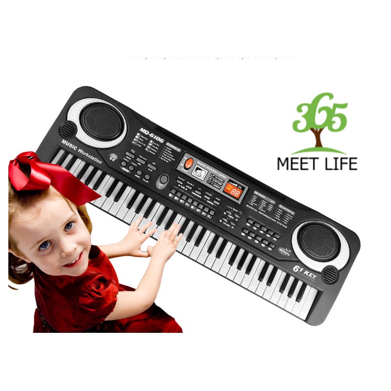 Đàn piano cho bé, đàn điện tử organ 61 phím tặng kèm micro hát và dây sạc