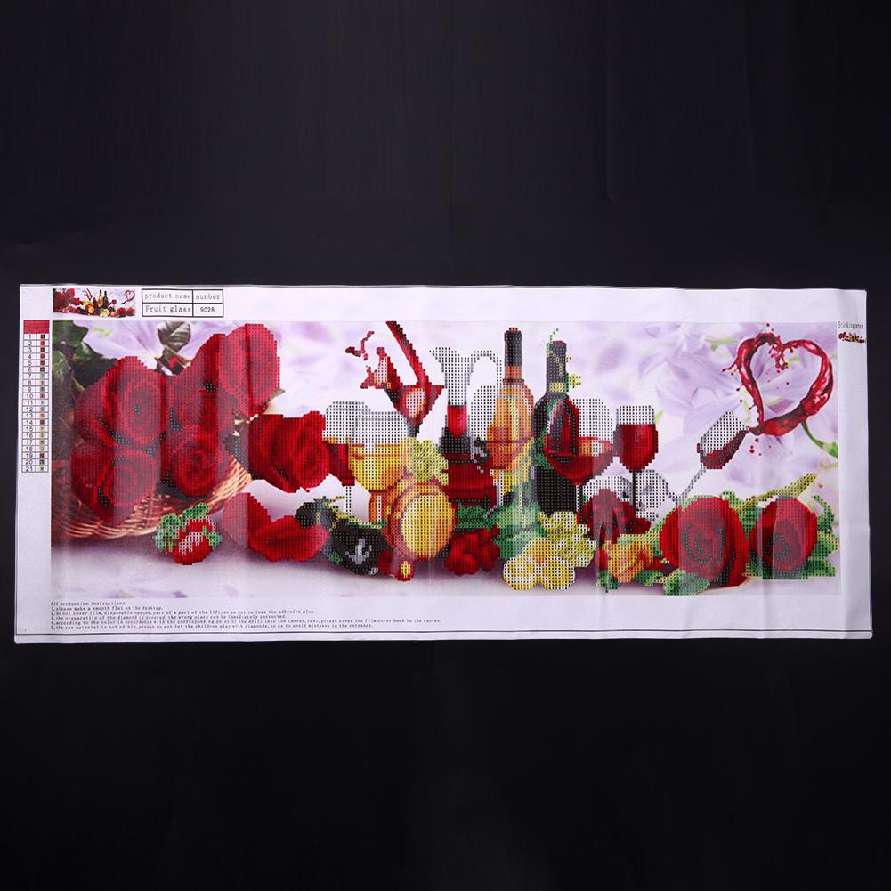 Tranh hoa hồng và rượu vang kim cương 5D 30 X 75cm