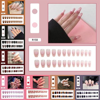 Set 24 móng tay giả màu trơn xinh xắn R146-R160