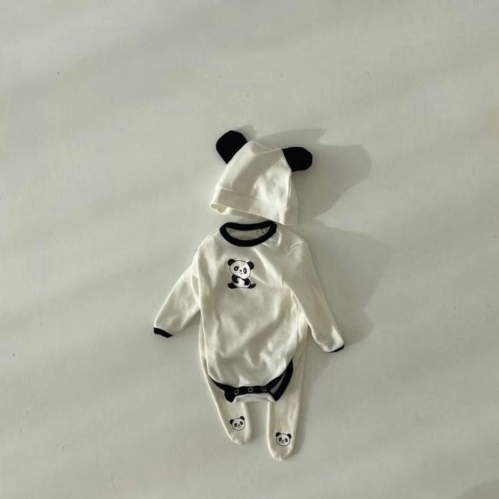 Bộ Áo Liền Quần Tay Dài In Hoạt Hình Dễ Thương Thời Trang Xuân Thu Cho Bé Trai + Gái