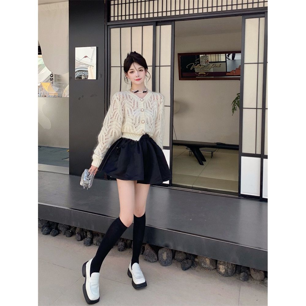 Áo Sweater Dệt Kim Tay Dài Cổ Tròn Mềm Mại Đính Nút Ngọc Trai Phong Cách Nhật Bản Thời Trang Mùa Thu Cho  tao bao