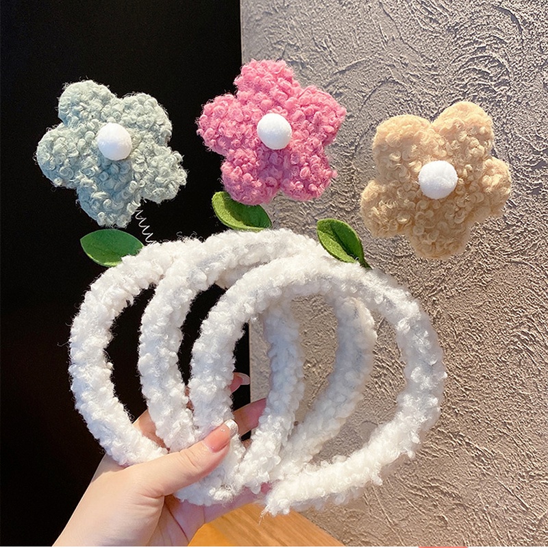 Cài tóc bằng vải lông chống trượt đính hoa đáng yêu phong cách thời trang mùa hè Hàn Quốc dành cho nữ