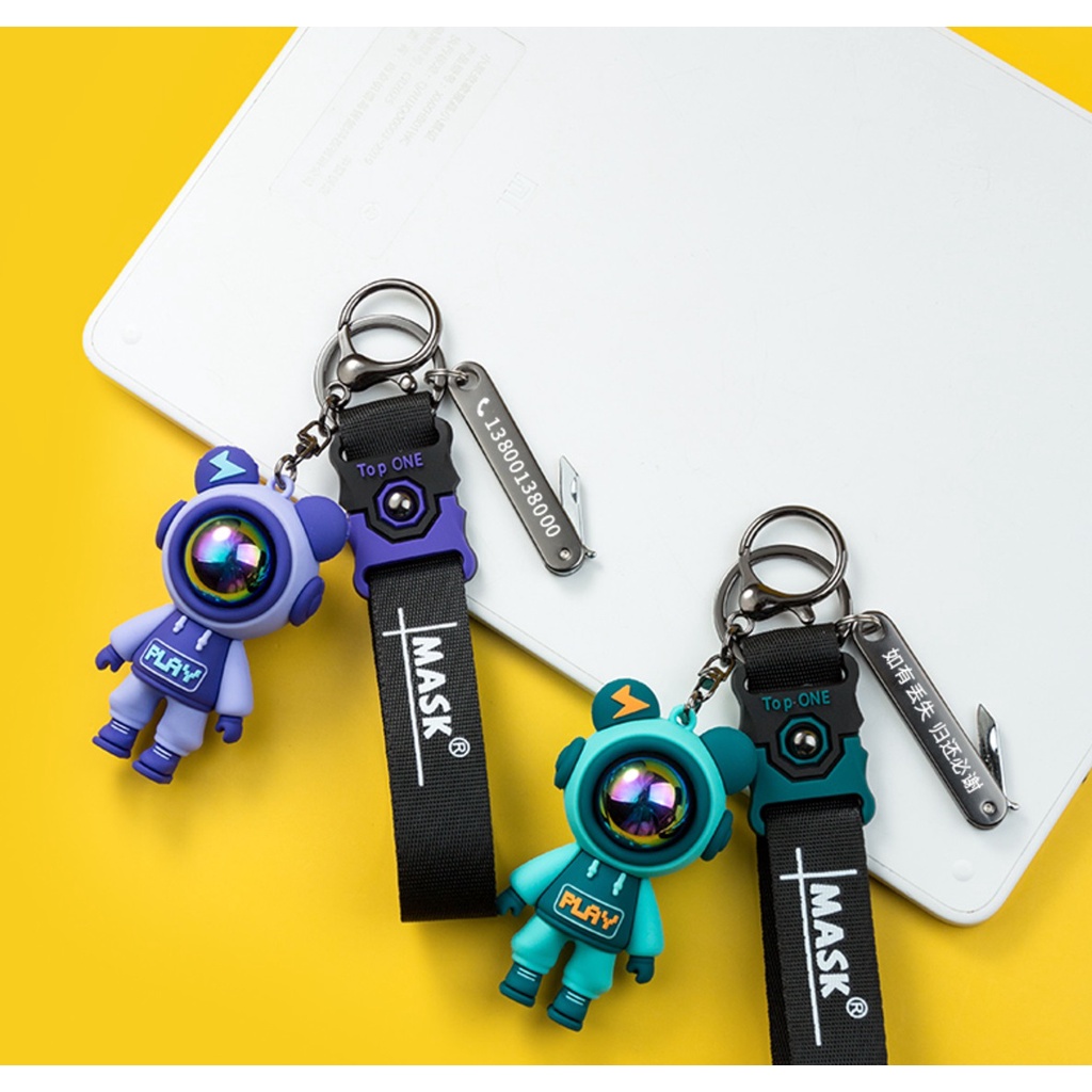 Móc khóa cute PUN ô tô anime màu đen xanh chết liệu cao su nhựa siêu bền - Móc Khoá Astro