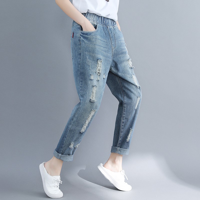 B111 Quần bò bigsize mài rách thời trang