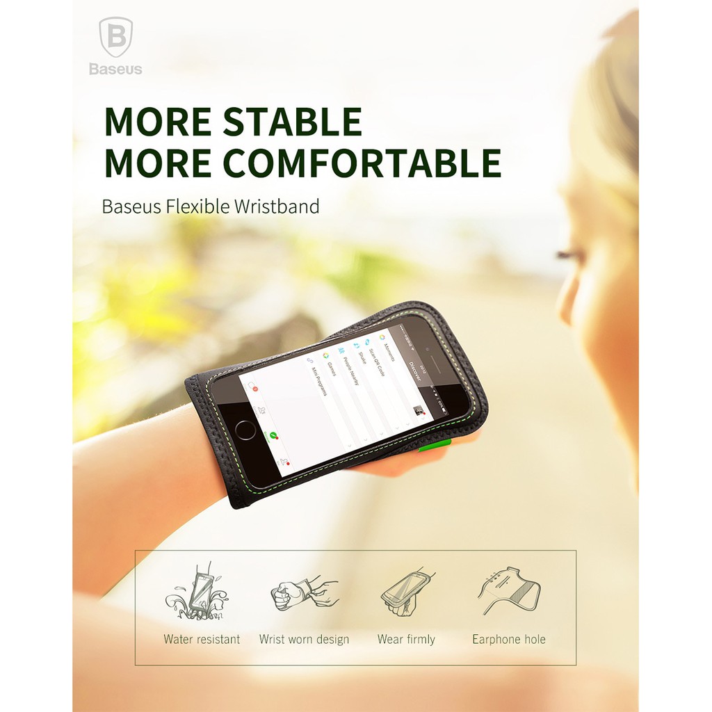 Túi chống nước chính hãng Baseus Flexible Wristband thiết kế bao đeo tay thể thao cao cấp cho điện thoại dưới 6 inch