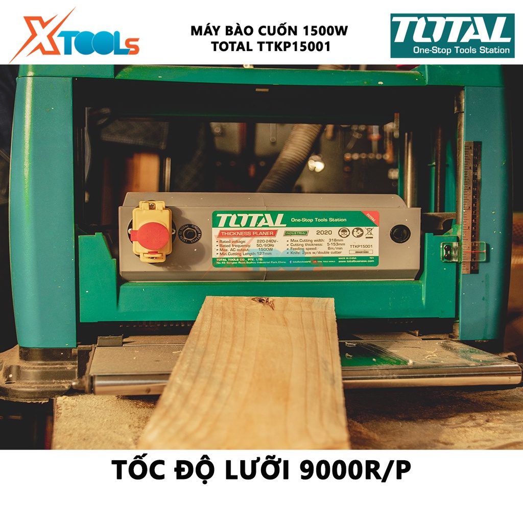 Máy bào cuốn TOTAL TTKP15001 | máy bào gỗ công suất 1500W chiều dài cắt tối thiểu 127mm chiều rộng cắt tối đa 318mm