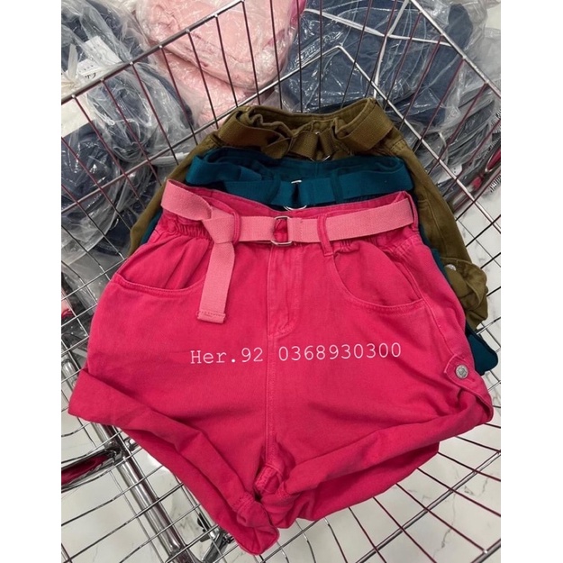 Quần kaki đũi lật line kèm thắt lưng, Quần Đùi kaki kèm belt siêu xinh