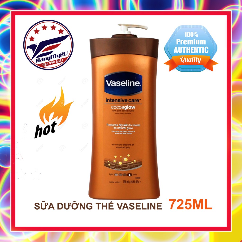 [💯 Chính Hãng- 725ml] Sữa dưỡng thể Vaseline Cocoa Glow Chuyên Cấp Ẩm Cho Da, Độ Ẩm Cực Cao