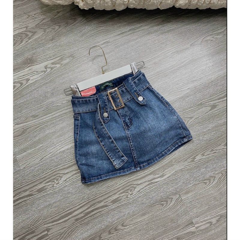 chân váy jeans kèm thắt lưng cao cấp