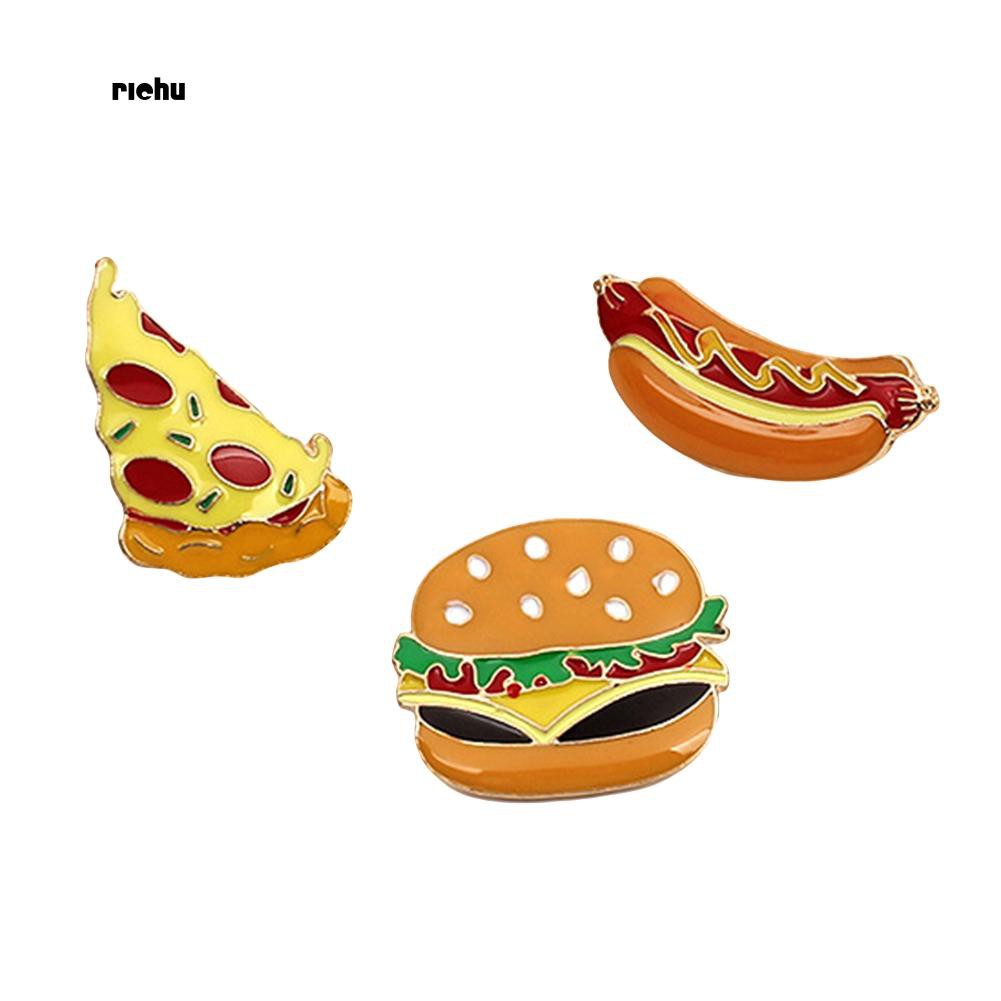 Set 3 Trâm Cài Áo Hình Bánh Pizza Hot Dog Dễ Thương