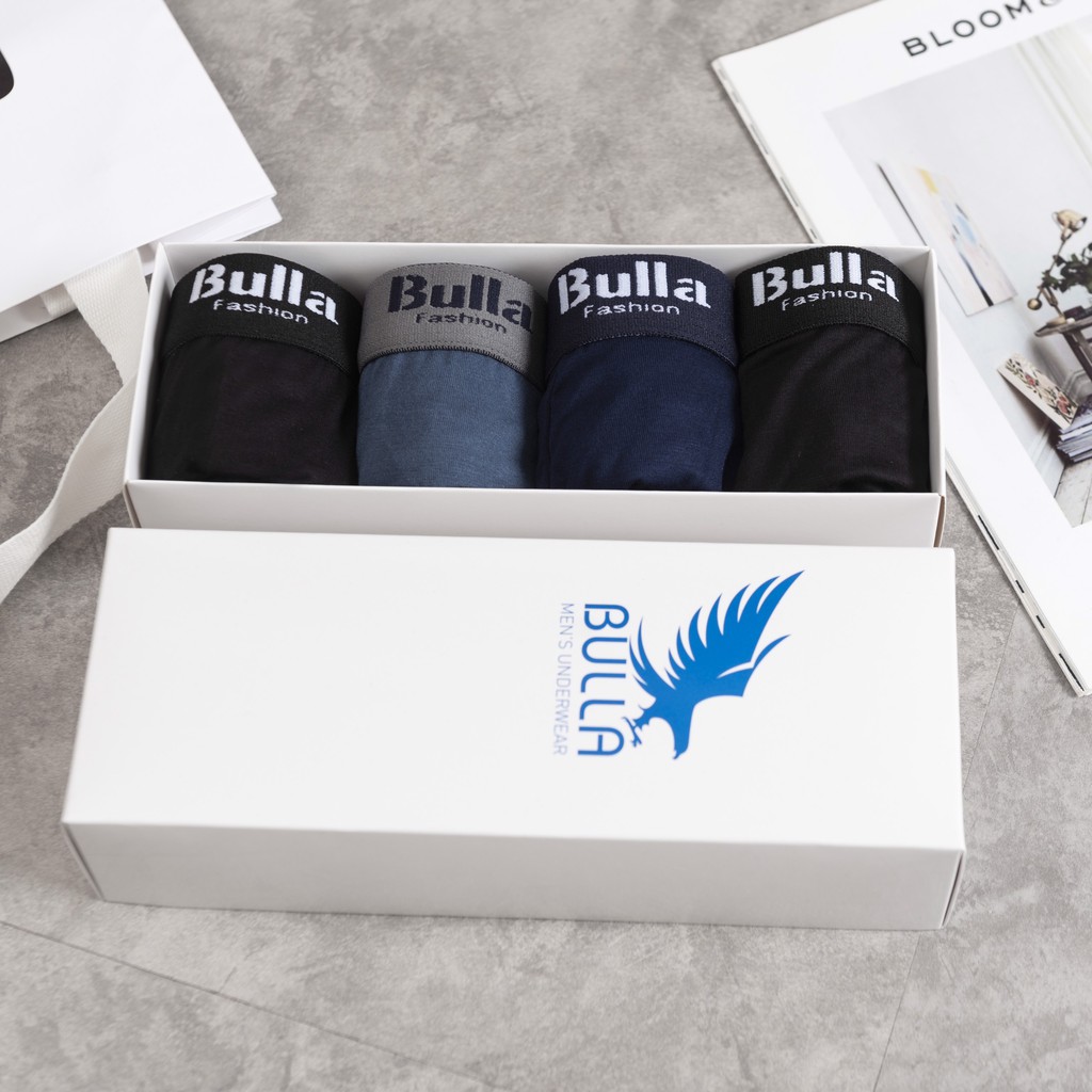 Hộp 4 Quần Xì Sịp Đùi Boxer Siêu Chấ, quần lót nam Bulla Cao Cấp