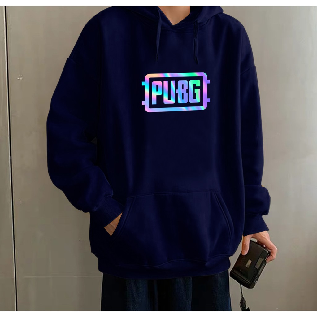 Áo nỉ Hoodie thu đông PUBG chất nỉ bông, form suông rộng unisex, có mũ, áo khoác phản quang