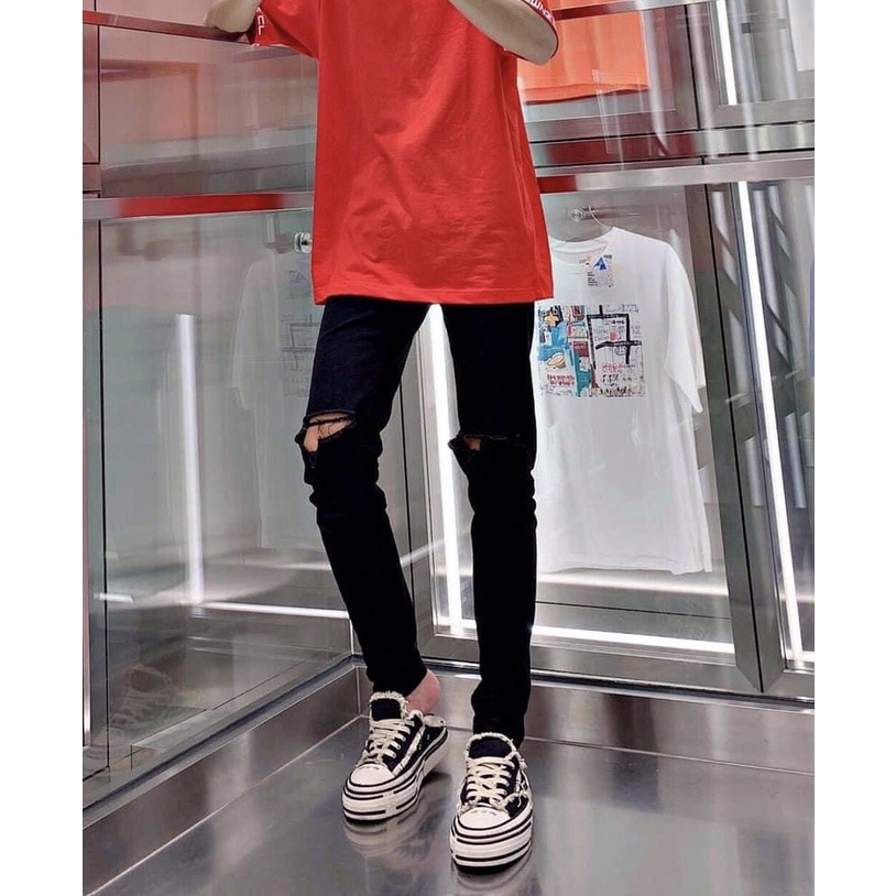[FreeShip + Xả Khỏ] Quần Jean Nam Đen Rách Gối Vải Co Giãn, Không Phai Màu Dáng Skinny Trẻ Trung Năng Động - J04 | BigBuy360 - bigbuy360.vn