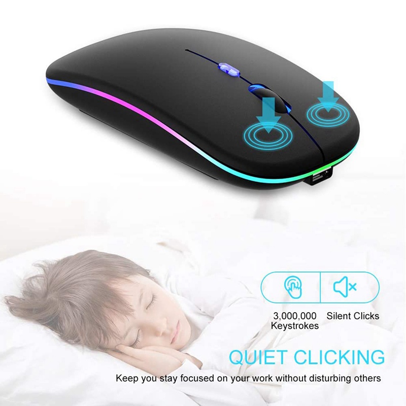 Chuột Quang Không Dây Bluetooth 5.1 2.4G Có Đèn LED Dùng Để Chơi Game
