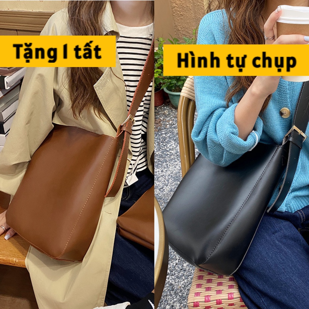 Túi Xách Nữ tote da pu mềm Trơn kèm ví nhỏ, túi xách ulzzang, size đựng a4 thoải mái, khóa dây kéo