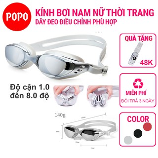 Kính bơi cận từ 1.5 độ đến 8.0 độ POPO 610 kiếng bơi cận người lớn nam nữ chống UV, chống sương mờ