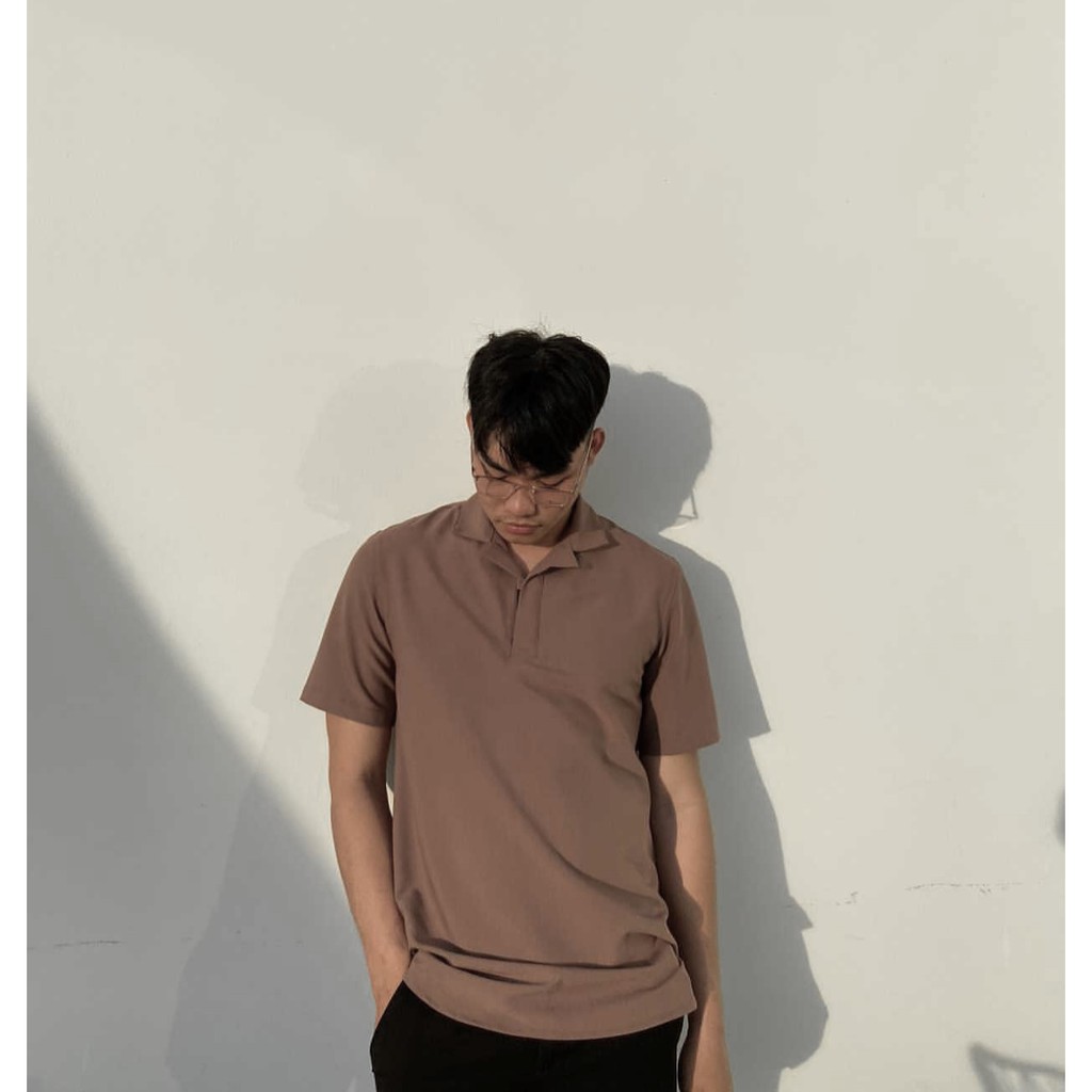 ÁO SƠ MI cổ vest CHUOT TRANG không nút KKL /nâu /cafe