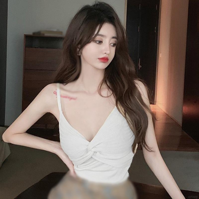 Áo croptop dệt kim thiết kế thắt nút phong cách Hàn Quốc thời trang mùa hè cho nữ