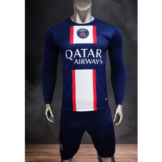 Quần áo đá banh tay dài PSG màu xanh đen 22-23