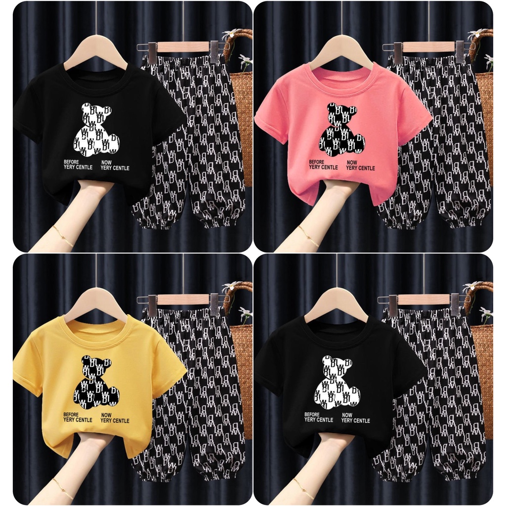 Set bộ quần áo trẻ em dành cho bé gái 18-45kg mẫu Gấu WB. Chất liệu thoáng mát, đường may kỹ. MA26.