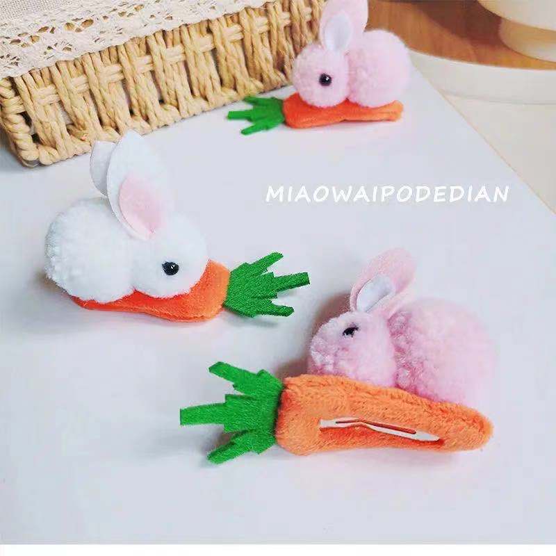 Kẹp tóc mái hình thỏ yêu cà rốt dễ thương phong cách Nhật Hàn dành cho bạn nữ dùng khi muốn tẩy trang
