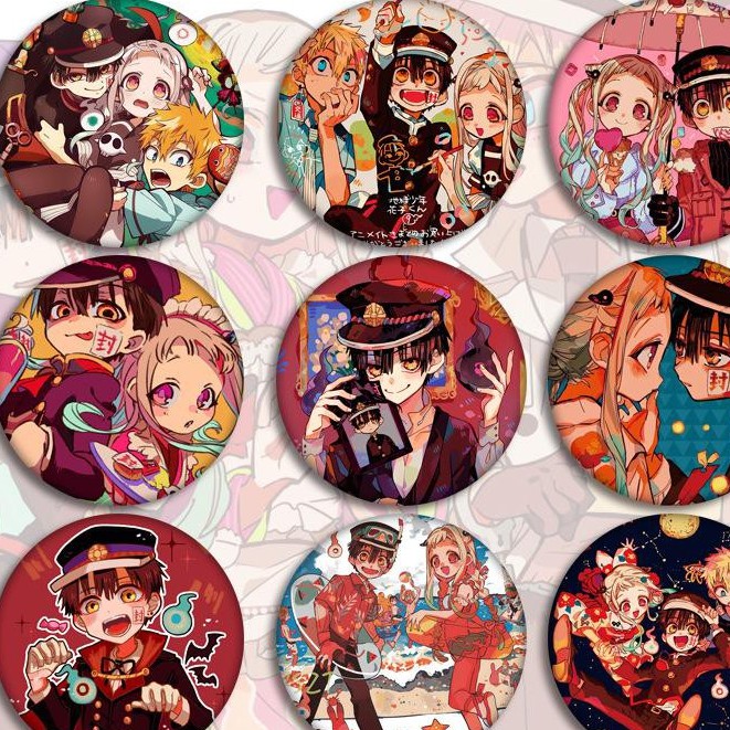Huy hiệu Jibaku Shounen Hanako-kun Ác quỷ trong nhà xí in hình anime chibi