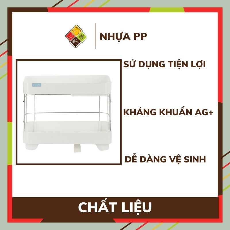 Kệ để chén bát nhựa inox 2 tầng Inochi có khay thoát nước kệ úp bát thông minh