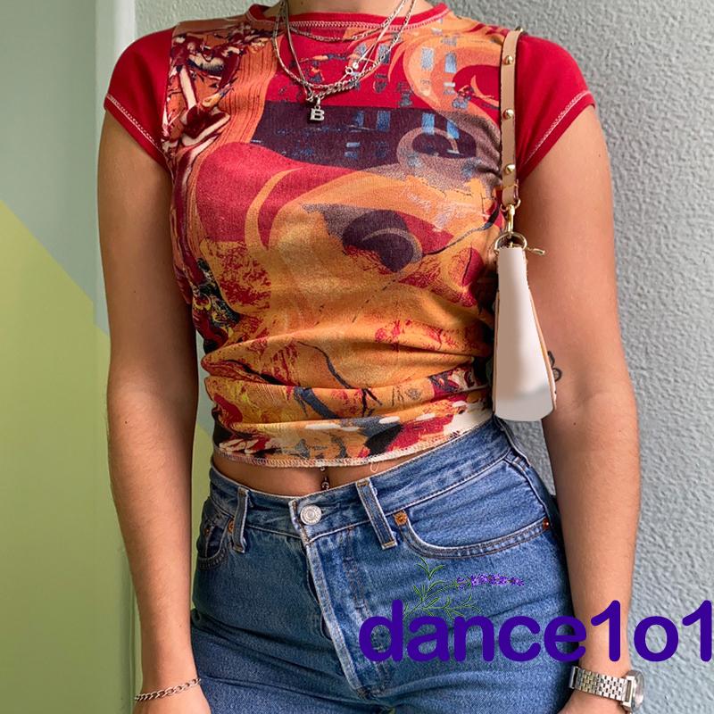 Áo Thun Nữ Tay Ngắn In Chữ Y2K Esthetic