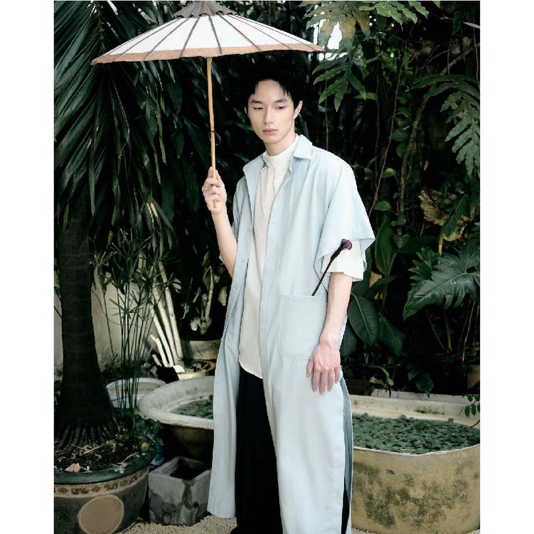 FOAM LONG SHIRT - Áo sơ mi tay ngắn dáng dài có 2 túi to