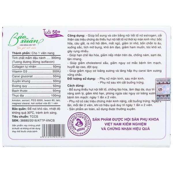 Bảo Xuân Tím ( Bảo Xuân 50+ ) Nội tiết tố số một - GIẢM SẠM DA - NÁM DA - KHÓ NGỦ
