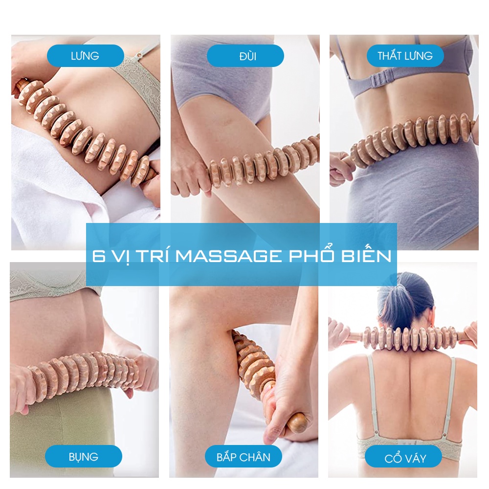 Dụng Cụ Cây Lăn Massage Bằng Gỗ AjiDO - Massage Toàn Thân, Giảm Đau Mỏi Và Phục Hồi Cơ Bắp