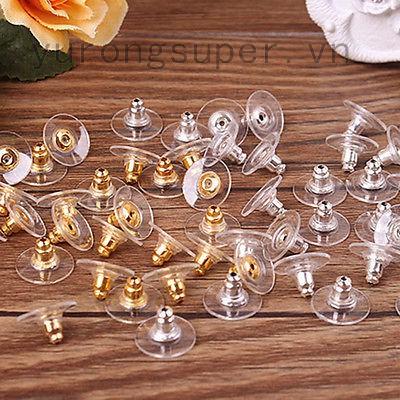 Set 50 chốt bông tai bằng hợp kim màu vàng / bạc thời trang