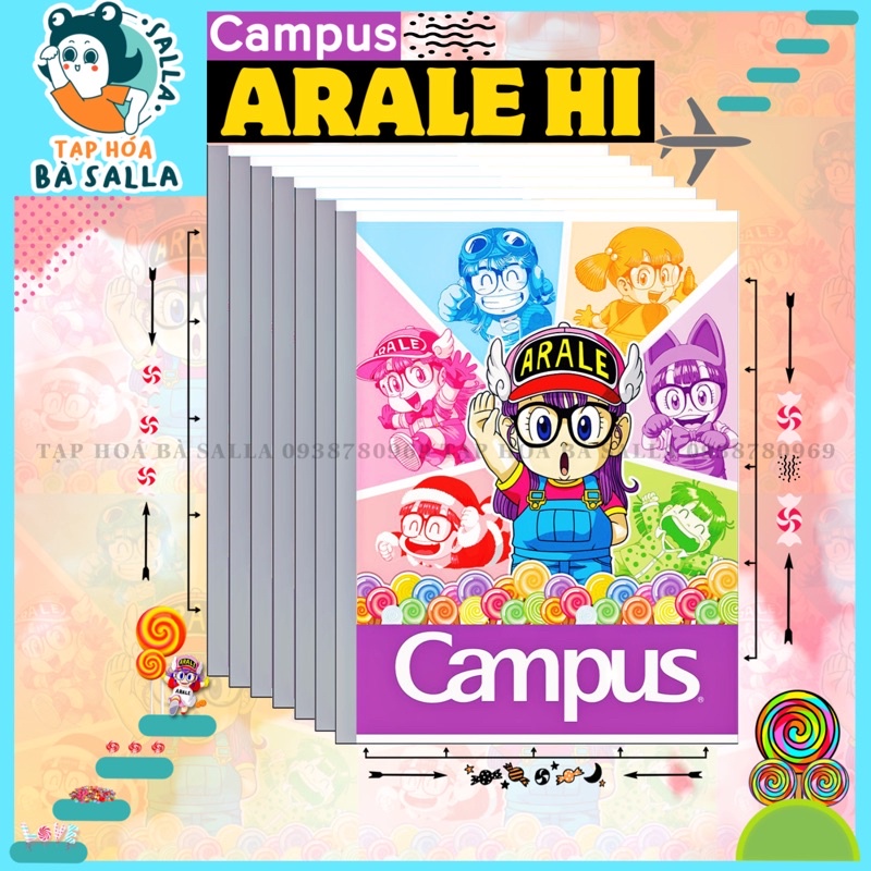 Lốc 5 Quyển tập học sinh 96 trang 4 ô ly Campus Arale Hi (NB-AARH96)