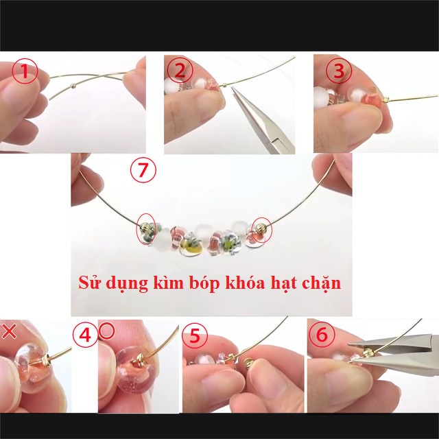 Phụ kiện trang sức  - Gói 100 hạt định vị cố định dây chốt cho chuỗi vòng